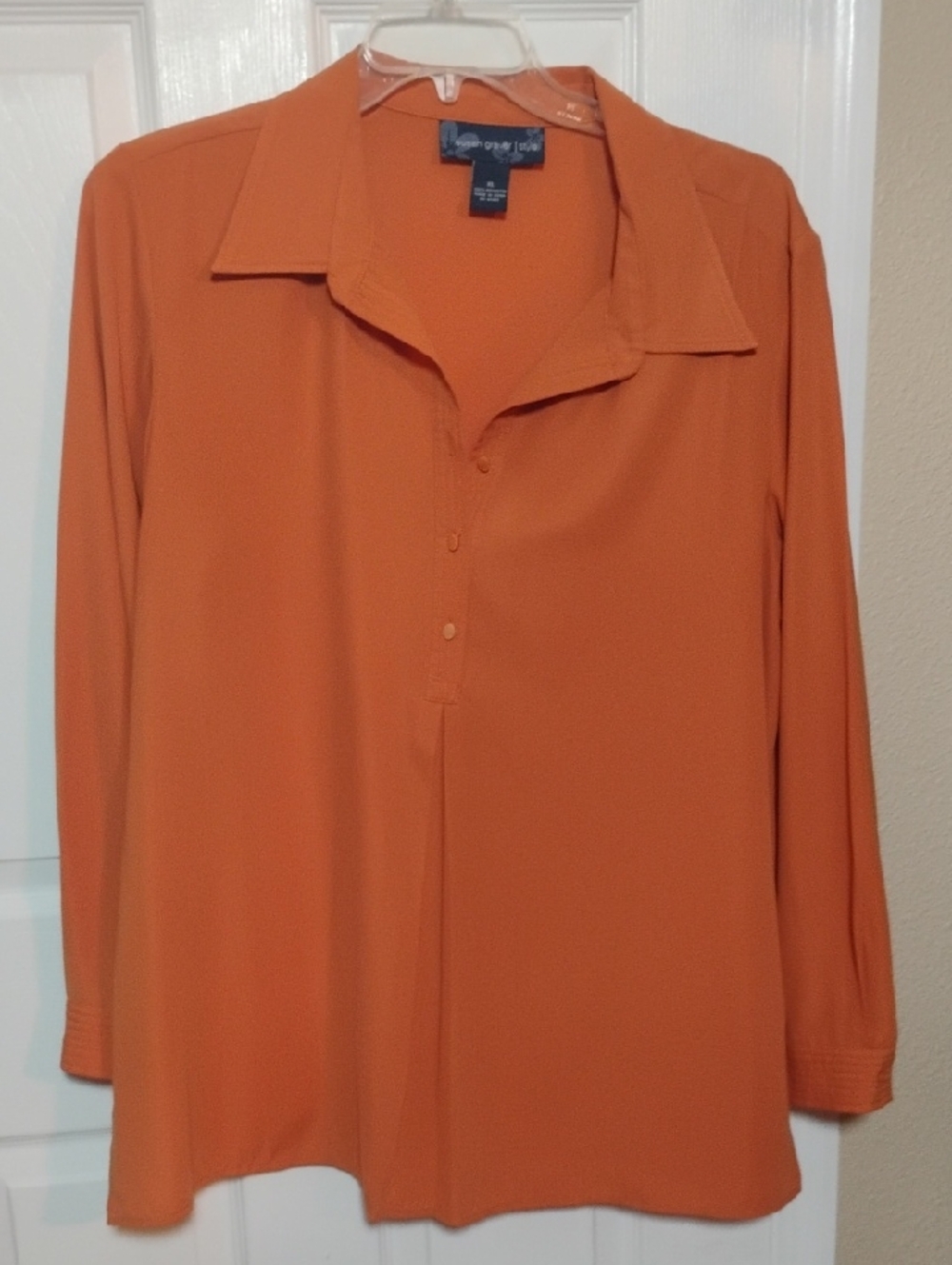 Susan Graver Style Liquid Knit Top In Pumpkin Size XL